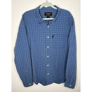 VTG Abercrombie & Fitch Plaid Button Down Shirt Mens XL Blue Cotton Preppy